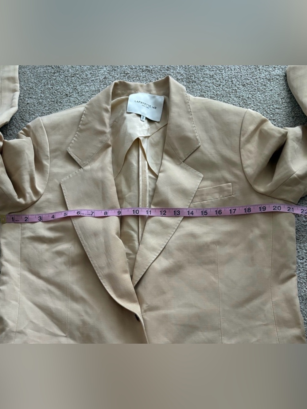 Lafayette 148 New York Tan Linen Blend Blazer Jacket Size 12 Careerwear Office - Picture 7 of 8